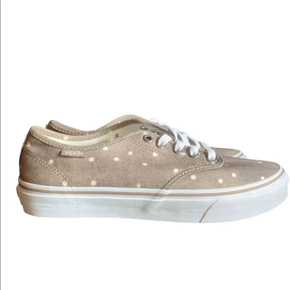 NWOB Women's VANS Washed Look Canvas Polka Dot Skate/Sneakers Size 8.5 Brown - Picture 2 of 11